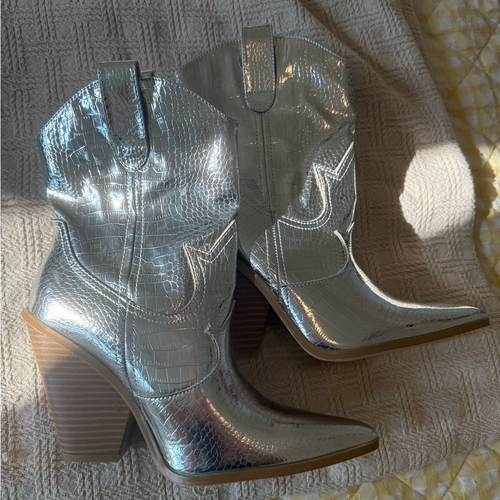 Cape Robbin Metallic Croc Skin Boots